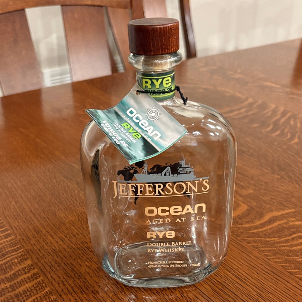 Ocean Aged at Sea Rye Whiskey Bottle - Brown and Clear
